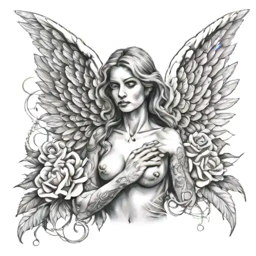 ghetto angel tattoo design idea
