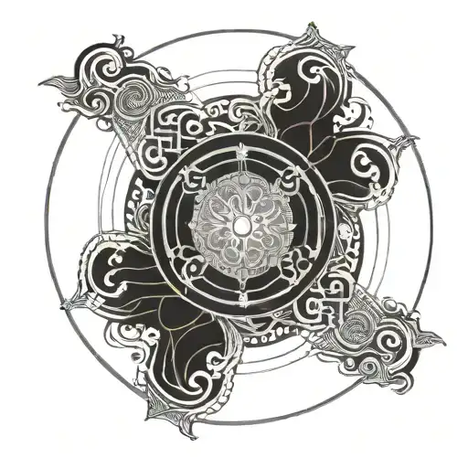 left hand wrist band with Panchajanya Shankha of Narayana as centre with a samudra mantham concept with water surroundin tattoo design idea