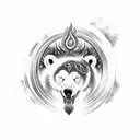 create a full arm tattoo containing lord shiva, northern lights, dogs, polar bear, phoenix tattoo design idea