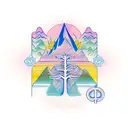 A binary code design incorporating symbols of karma, faith, and positive attitude intertwined with nature elements like mountains and trees tattoo design idea