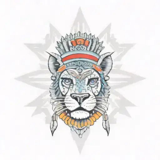 aztec queen lioness warrior  tattoo design idea