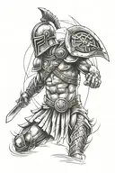 Gladiator and time tattoo design idea