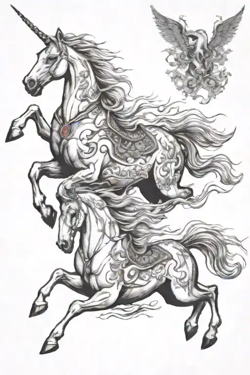 horses running and the freedom tattoo design idea