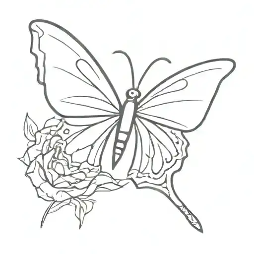 butterfly with sword piercing tattoo design idea