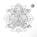 botanic sketch, universe and tetris tattoo design idea