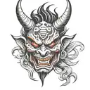 oni demon mask tattoo design idea