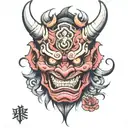 oni demon mask tattoo design idea