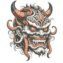 oni demon mask tattoo design idea
