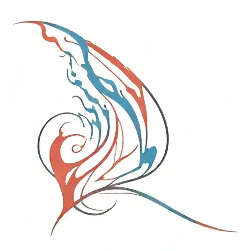 red and blue flames left arm tattoo design idea
