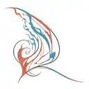red and blue flames left arm tattoo design idea