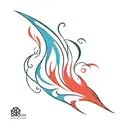 red and blue flames left arm tattoo design idea