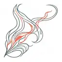 red and blue flames left arm tattoo design idea