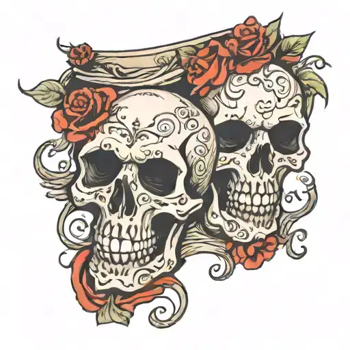 Boy short panties with evil looking skulls covering all empty spaces above panties in the back like a tramp stamp  are t tattoo design idea