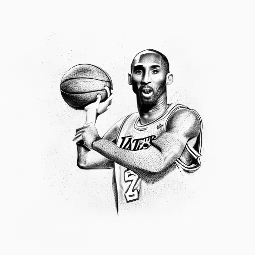 A portrait of Kobe Bryant and Michael Jordan playing basketball together tattoo design idea