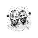 A portrait of Kobe Bryant and Michael Jordan playing basketball together tattoo design idea