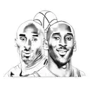 A portrait of Kobe Bryant and Michael Jordan playing basketball together tattoo design idea