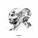 A portrait of Kobe Bryant and Michael Jordan playing basketball together tattoo design idea