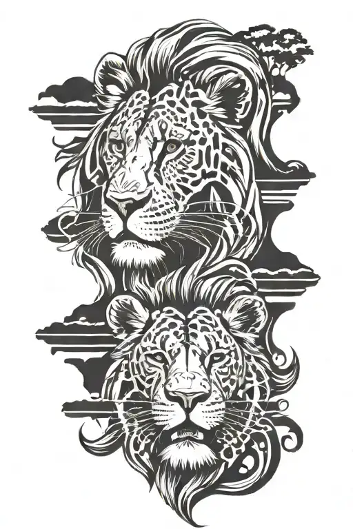 simba and Mufassa reflection shows that there's tattoo design idea