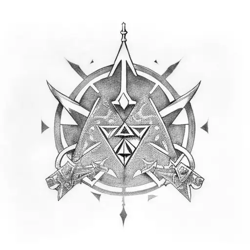 The Zelda Mastersword going through the center of the tri-force tattoo design idea
