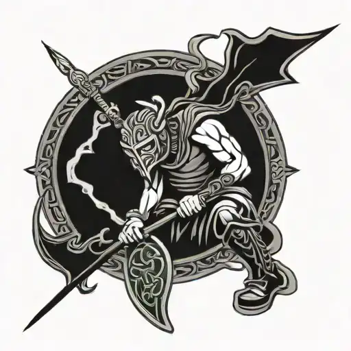 Celtic warrior and castle silhouette tattoo design idea