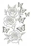 3 roses with butterflies landed on them tattoo design idea