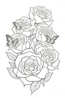 3 roses with butterflies landed on them tattoo design idea