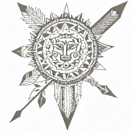 Sun wolf oguz Turkish tribes arrow motifs tattoo design idea