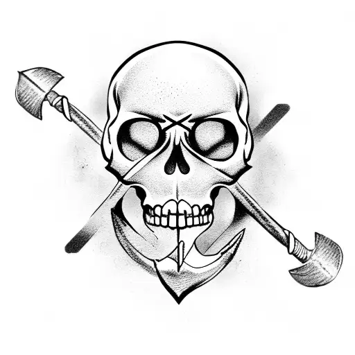 Anchor compass pirate skull tattoo design idea