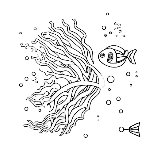 A minimalist design of a scuba diver exploring the depths of the Great Blue Hole in Belize tattoo design idea