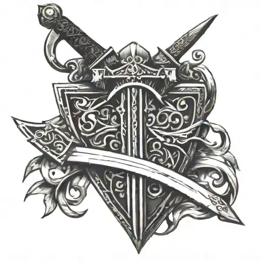 sword and shield bible  tattoo design idea