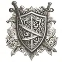 sword and shield bible  tattoo design idea