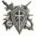 sword and shield bible  tattoo design idea