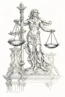 arcangel Michael holding scales of justice and sword  tattoo design idea