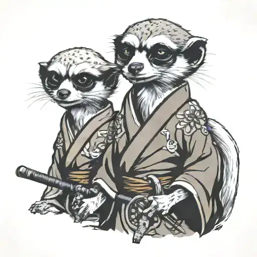 Samurai Meerkats tattoo design idea