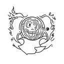 minimalist tattoo of calcifer holding a heart shape or anything similar as long as it has a heart and fire tattoo design idea