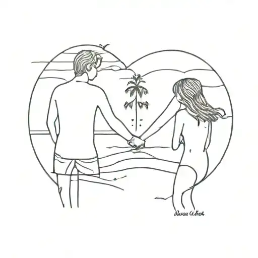 husband wife beach August 30 2020 tattoo design idea