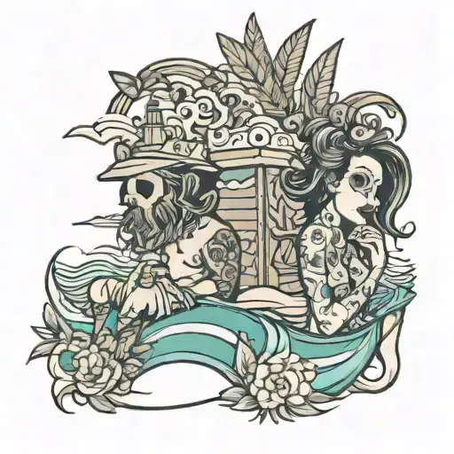 husband wife beach August 30 2020 tattoo design idea