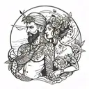 husband wife beach August 30 2020 tattoo design idea