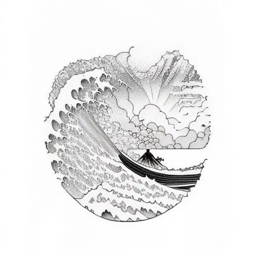 Hiking surfing  ocean mountain tattoo design idea