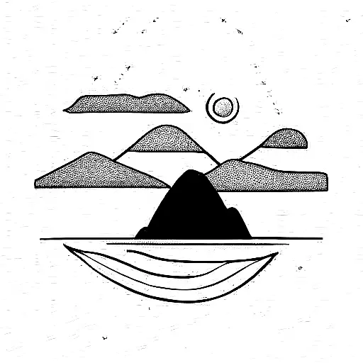 Hiking surfing  ocean mountain tattoo design idea
