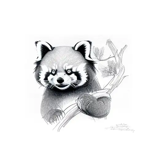 cute red panda tattoo design idea