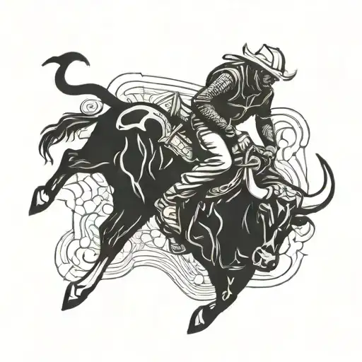 bull riding tattoo design idea