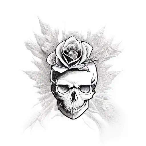 Skull and Roses tattoo design idea