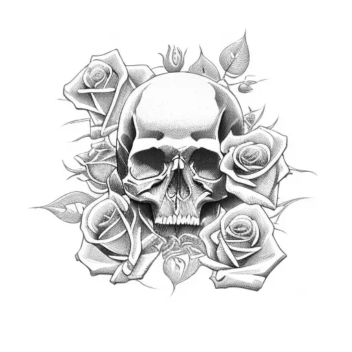 Skull and Roses tattoo design idea