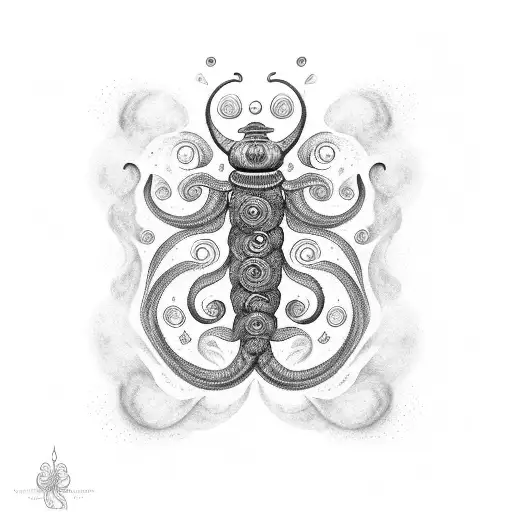 Absolem the caterpillar surrounded by swirling smoke tattoo design idea