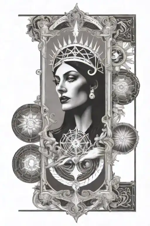 tarot card high priestess  tattoo design idea