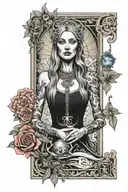 tarot card high priestess  tattoo design idea