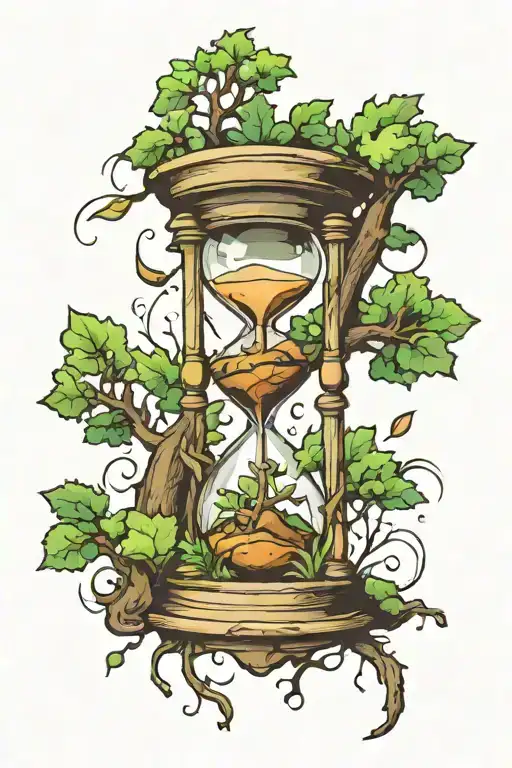 hourglass with tree inside tattoo design idea