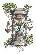 hourglass with tree inside tattoo design idea