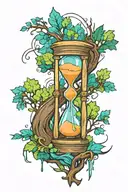 hourglass with tree inside tattoo design idea